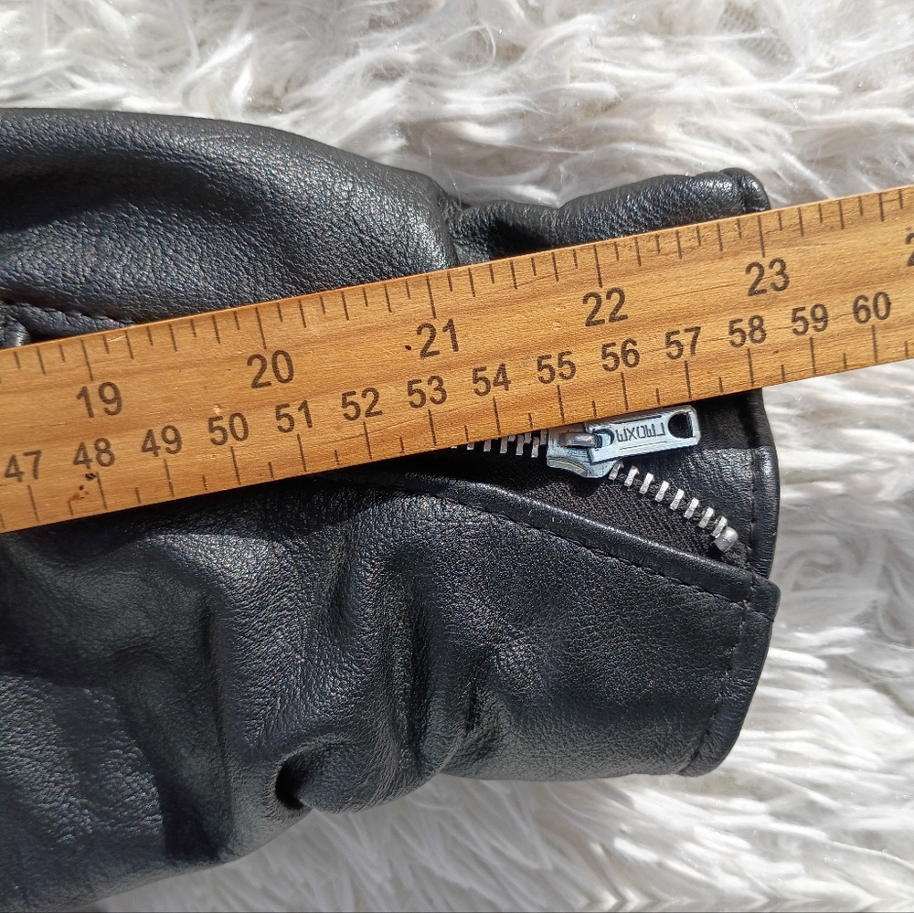 Steer Brand Black Leather Moto Jacket Belted Zip Front Size 14 USA - Picture 12 of 15